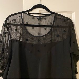 Torrid size 4 black polka dot top